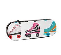 BEEOFICEPENG Astuccio, pattini a rotelle retrò colorati, astuccio in pelle, astuccio per penne, scuola per ufficio, portagioielli, porta pennelli per trucco.