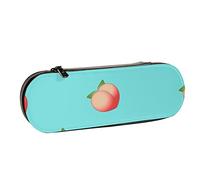 BEEOFICEPENG Astuccio, pesche disegnate a mano, astuccio in pelle, borsa per penne, ufficio, scuola, portagioielli, porta pennelli per trucco.