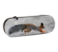 BEEOFICEPENG Astuccio, scoiattolo peloso che salta, astuccio in pelle, astuccio per penne, scuola per ufficio, portagioielli, porta pennelli per trucco.