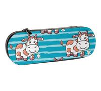 BEEOFICEPENG Astuccio, simpatico cartone animato naturale mucca animale selvatico, astuccio in pelle borsa per penne scuola per ufficio, portagioie portapennelli per trucco