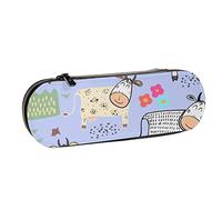 BEEOFICEPENG Astuccio, simpatico cartone animato naturale mucca animale selvatico, astuccio in pelle borsa per penne scuola per ufficio, portagioie portapennelli per trucco