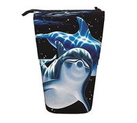 BEEOFICEPENG Astuccio telescopico, portapenne con supporto per stampa Dolphin Earth, astuccio per matite, astuccio per penne, borsa per trucco, per regalo di festa