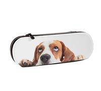 BEEOFICEPENG Astuccio, Testa di Beagle isolata Ona Bianca, Astuccio in pelle Astuccio per penne Ufficio Scuola, Portagioielli Porta pennelli per trucco