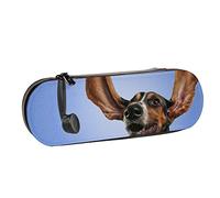 BEEOFICEPENG Astuccio, un Basset Hound con grandi orecchie, astuccio in pelle, astuccio per penne, scuola per ufficio, portagioielli, porta pennelli per trucco.