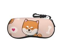BEEOFICEPENG Custodia per occhiali, custodia per occhiali da sole portatile in neoprene Custodia morbida per occhiali Scatola per occhiali con cerniera, Kawaii carino Shiba Inu