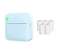 BEEOFICEPENG Mini Stampante per etichette termiche portatile Studente Domanda sbagliata Stampante per codici a barre di foto Stampante per etichette con carta termica blu