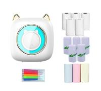 BEEOFICEPENG Mini Stampante Termica di Etichette Stampante Fotografica Portatile Intelligente con Carta Termica+Carta Adesiva+Carta Colorata+Kit Matita di Colore