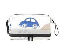 Beep Driving Cars - Trousse per cosmetici a doppio strato, per donne e ragazze, trousse da viaggio per trucchi, pratica borsa organizer con scomparto per pennelli, Multi, 27x15x14 cm/10.6x5.9x5.5 in,