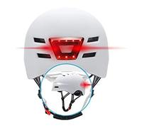 BEEPER - Casco da Bicicletta, Monopattino con luci Anteriori e Posteriori Integrate ME135 (ME135M Bianco)