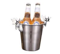 Beer Bucket grande, con manici, in metallo, mantiene il ghiaccio freddo più a lungo, per feste in bar, ideale per interni ed esterni (argento, 3L)