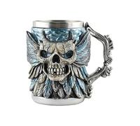Beer Mug, Gothic Drinking Cup, Decorative Bold Skull Design, 17 Oz Resin Wine Glass for Christmas, Thanksgiving, Halloweens, Birthdays, Parties, Holiday, Daily Occasions