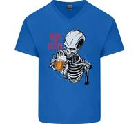 Beer O Morte Teschio Divertente Alcol Mens V-Neck Maglietta In Cotone