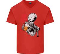 Beer O Morte Teschio Divertente Alcol Mens V-Neck Maglietta In Cotone