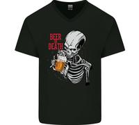 Beer O Morte Teschio Divertente Alcol Mens V-Neck Maglietta In Cotone