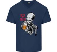 Beer O Morte Teschio Divertente Alcol Mens V-Neck Maglietta In Cotone