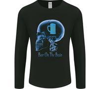 Beer On The Brain Divertente Alcolico Larger BBQ Uomo Manica Lunga T-Shirt
