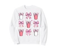 Beer Pong Bere Gioco Coppe Rosse Ragazza Rosa Coquette Bow Felpa