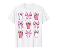 Beer Pong Bere Gioco Coppe Rosse Ragazza Rosa Coquette Bow Maglietta