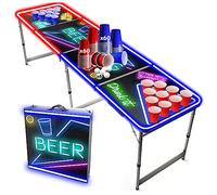 Beer Pong Set da Tavolo Ufficiale Spotlight ca Fori | 1 Tavolo + 120 Coppe (60 Blu & 60 Rosso) + 6 Palle | Kit Completo | Gioco da Bere | OriginalCup®