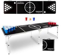 Beer Pong Tavolo Pieghevole 240 cm Nero Portatile con 100 Bicchieri e 6 Palline