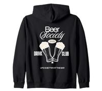 Beer Society Drink Club Drinking Bar Lifestyle Hobby Pub Felpa con Cappuccio