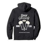 Beer Society Drink Club Drinking Bar Lifestyle Hobby Pub Felpa con Cappuccio