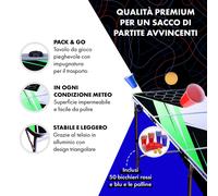 BeerCup Backspin - Tavolo da Beer Pong, Neon, impugnature per il trasporto, supporto con 6 palline