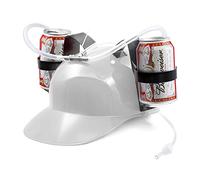 BeerHelmet® Cappello da birra bianco | Cappello anti-sete | 2 portabevande con cannucce integrate riutilizzabili | Taglia regolabile | Gioco bevente | Creato e sviluppato da OriginalCup®