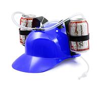 BeerHelmet® Cappello da Birra Blu | Cappello Anti-sete | 2 portabevande con cannucce Integrate riutilizzabili | Taglia Regolabile | Gioco bevente | Creato e sviluppato da OriginalCup®