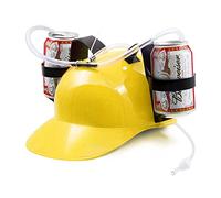 BeerHelmet® Cappello da Birra Giallo | Cappello Anti-sete | 2 portabevande con cannucce Integrate riutilizzabili | Taglia Regolabile | Gioco bevente | Creato e sviluppato da OriginalCup®