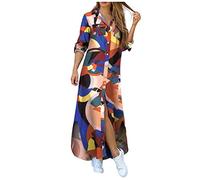 BeerMmay Abito Sexy da Donna, Abito Estivo, per Il Tempo Libero, da Donna, a Maniche Lunghe, Elegante, Maxi Abito da Donna, Multicolore, XXL