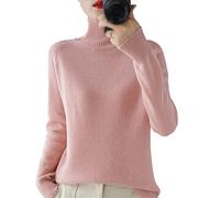 BeerMmay Donne Dolcevita Cashmere Maglione di Lana Autunno Inverno Tinta Unita Maglia Jumper Femminile Casual Base Bottoming Pullover Maglione, Rosa, M