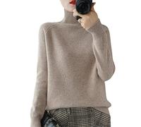 BeerMmay Donne Dolcevita Cashmere Maglione di Lana Autunno Inverno Tinta Unita Maglia Jumper Femminile Casual Base Bottoming Pullover Maglione, Cammello, XXL