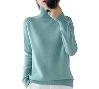 BeerMmay Donne Dolcevita Cashmere Maglione di Lana Autunno Inverno Tinta Unita Maglia Jumper Femminile Casual Base Bottoming Pullover Maglione, Fagiolo Verde., XXL