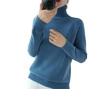 BeerMmay Donne Dolcevita Cashmere Maglione di Lana Autunno Inverno Tinta Unita Maglia Jumper Femminile Casual Base Bottoming Pullover Maglione, Blu, S