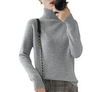 BeerMmay Donne Dolcevita Maglione di Lana Cashmere Autunno Inverno Tinta Unita Maglione Lavorato A Maglia Femminile Casual Base Bottoming Pullover Maglione, Grigio, XXL