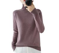 BeerMmay Donne Dolcevita Maglione di Lana di Cashmere Autunno Inverno Tinta Unita Maglione Lavorato A Maglia Femminile Casuale di Base Pullover Maglione, Lilla Viola., L
