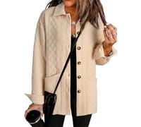 BeerMmay Giacche trapuntate a maniche lunghe casual da donna: capispalla oversize leggeri, cappotti con colletto autunno inverno, Albicocca chiara., L