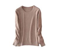 BeerMmay Maglione da Donna in Cashmere Pullover O-Collo a Maniche Lunghe Maglione Lavorato a Maglia, Cammello, L