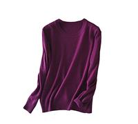 BeerMmay Maglione da Donna in Cashmere Pullover O-Collo a Maniche Lunghe Maglione Lavorato a Maglia, Viola, L
