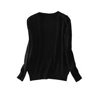 BeerMmay Maglione da Donna in Cashmere Pullover O-Collo a Maniche Lunghe Maglione Lavorato a Maglia, Nero, M