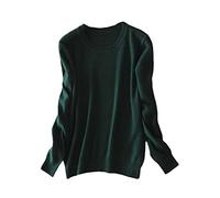 BeerMmay Maglione da Donna in Cashmere Pullover O-Collo a Maniche Lunghe Maglione Lavorato a Maglia, Verde Scuro, XL