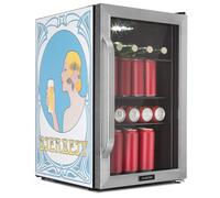 Beersafe 70 Bierzeit Edition - Frigorifero, 70 litri, 3 ripiani, sportello panoramico in vetro, acciaio inox