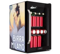 Klarstein Beersafe 70 Birra Milano Edition - Frigorifero, 70 litri, 3 ripiani, sportello panoramico in vetro, acciaio inox
