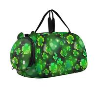 Bees Ali Bianche Nero Giallo Ragazze Tote Duffle Bags Viaggio Bambino Weekender Borse Carry on Duffel Bag Ragazzi Bagaglio Bambini Sport, Quadrifoglio verde vibrante, classico