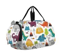 Bees Ali Bianche Nero Giallo Ragazze Tote Duffle Bags Viaggio Bambino Weekender Borse Carry on Duffel Bag Ragazzi Bagaglio Bambini Sport, Simpatici dinosauri colorati bianchi, classico