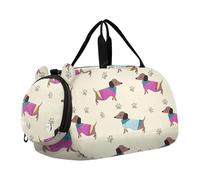 Bees Ali Bianche Nero Giallo Ragazze Tote Duffle Bags Viaggio Bambino Weekender Borse Carry on Duffel Bag Ragazzi Bagaglio Bambini Sport, Maglione colorato con cani bassotto, classico