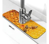 Bees on Hive - Tappetino per rubinetto a nido d'ape per lavello da cucina, assorbente ad asciugatura rapida, tappetino di scarico intorno al rubinetto per lavello della cucina, tappetino per lavello