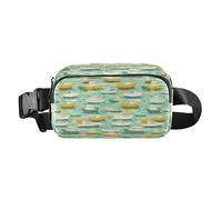 Bees on Yellow - Marsupio da donna, uomo, adolescente, alla moda, per shopping, sport, lavoro, Barche bianche e gialle nel modello verde del lago, 1 Size