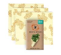 Bee's Wrap FBA_15313143 Set di 3 Grandi Involucri, Stampa a Forma di Ape (33 x 35 cm), Cera d'api, Beige